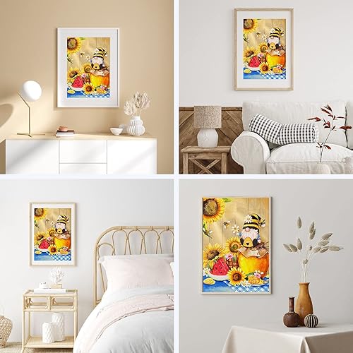 Miniatura 3 de NAIMOER Kits de arte de diamantes de gnomos para adultos principiantes, kit de arte de diamantes de otoño 5D, girasoles de diamante, kits de arte de