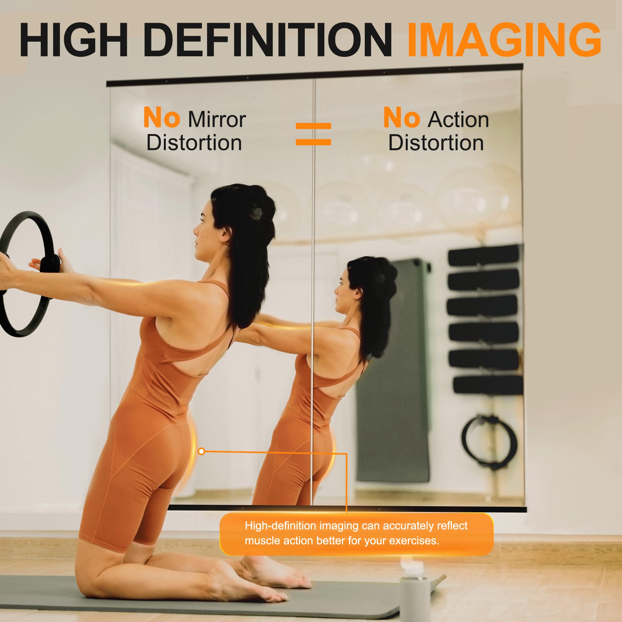 Delma Espejo grande de cuerpo completo para yoga, panel de vidrio montado en la pared sin marco (60 x 25 pulgadas, negro) 2 piezas para el hogar, garaje, dormitorio y baño