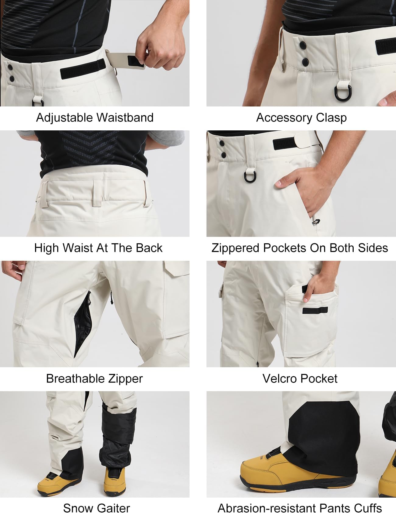 GSOU SNOW Damen Herren Skihose Regular Fit Hoher Rücken Snowboardhose