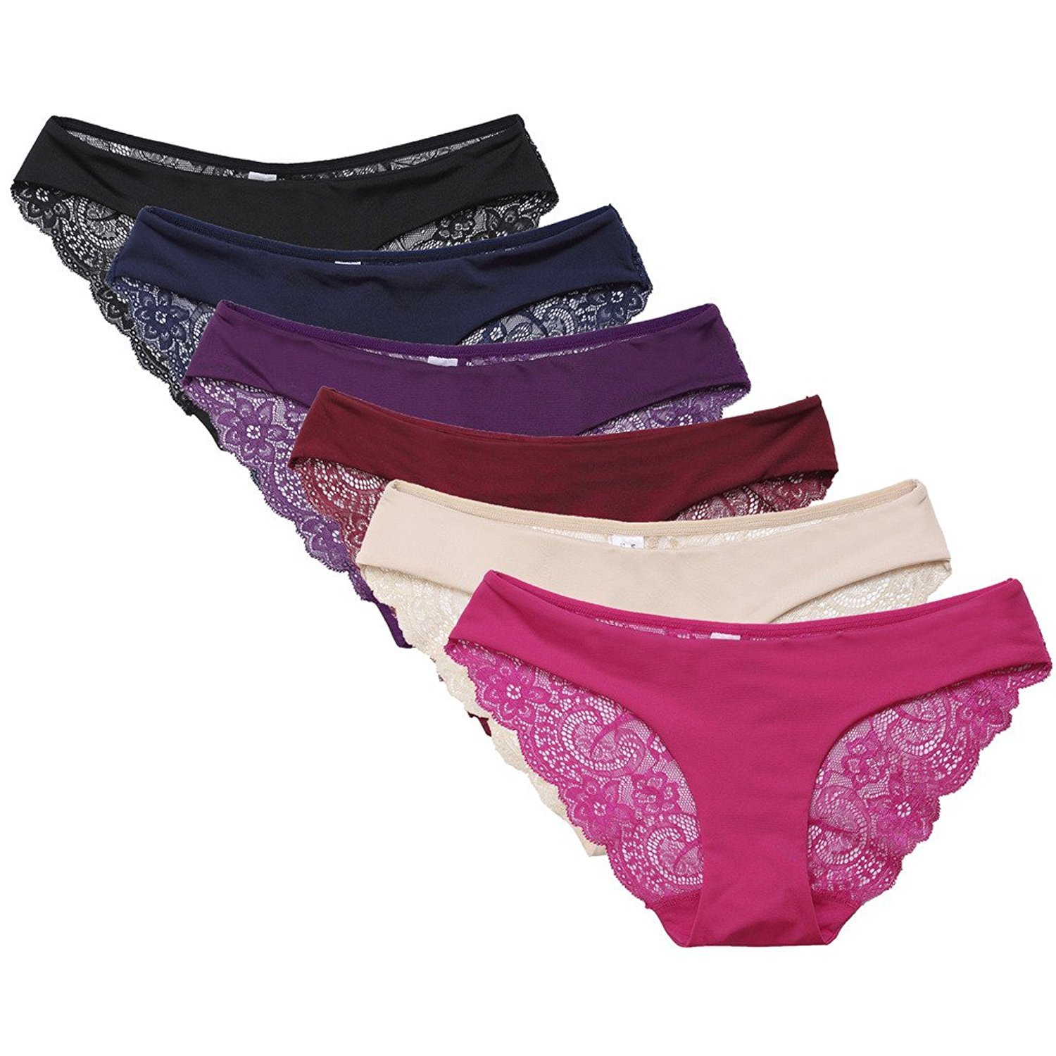 Women's Hipster Panties Cheeky Underwear Briefs Sexy Lace Panties 6 Pack