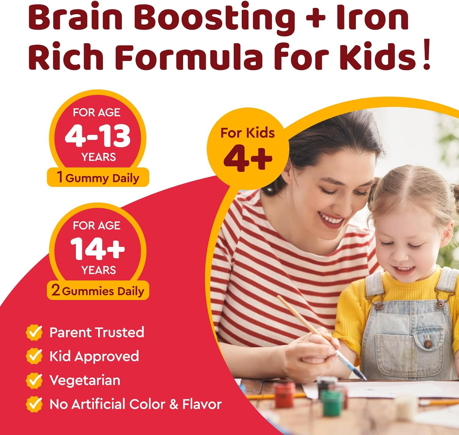 Iron Supplement Gummies for Kids, Kids Multivitamin with Iron Gummies - Zinc, Vitamin B Complex, A, C, D3, B12, Folate for Blood Builder & Energy Support, Iron Deficiency, Vegan Strawberry 60 Gummies - Image 5