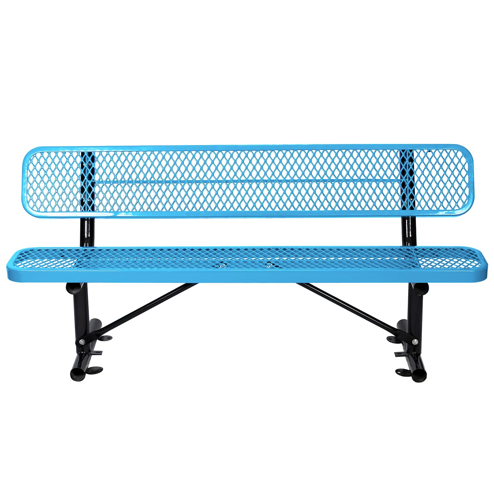 Heavy Duty Metal Park Bench for Outside, Outdoor Garden Benches with Backrest & Portable Frame, Expanded Metal Mesh Bench for Shopping Malls, Lawn,