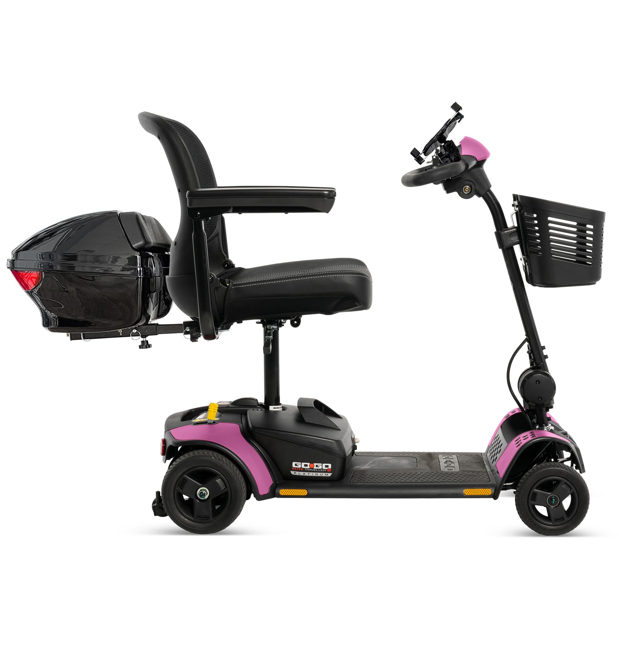 Pride Go Go Elite Traveller 2 Platinum Mobility Scooter + Accessories, USA Made, New EZ Turn Tech, 300 Lbs Capacity, 4.23 MPH, 13.8 Mile Range, 17"