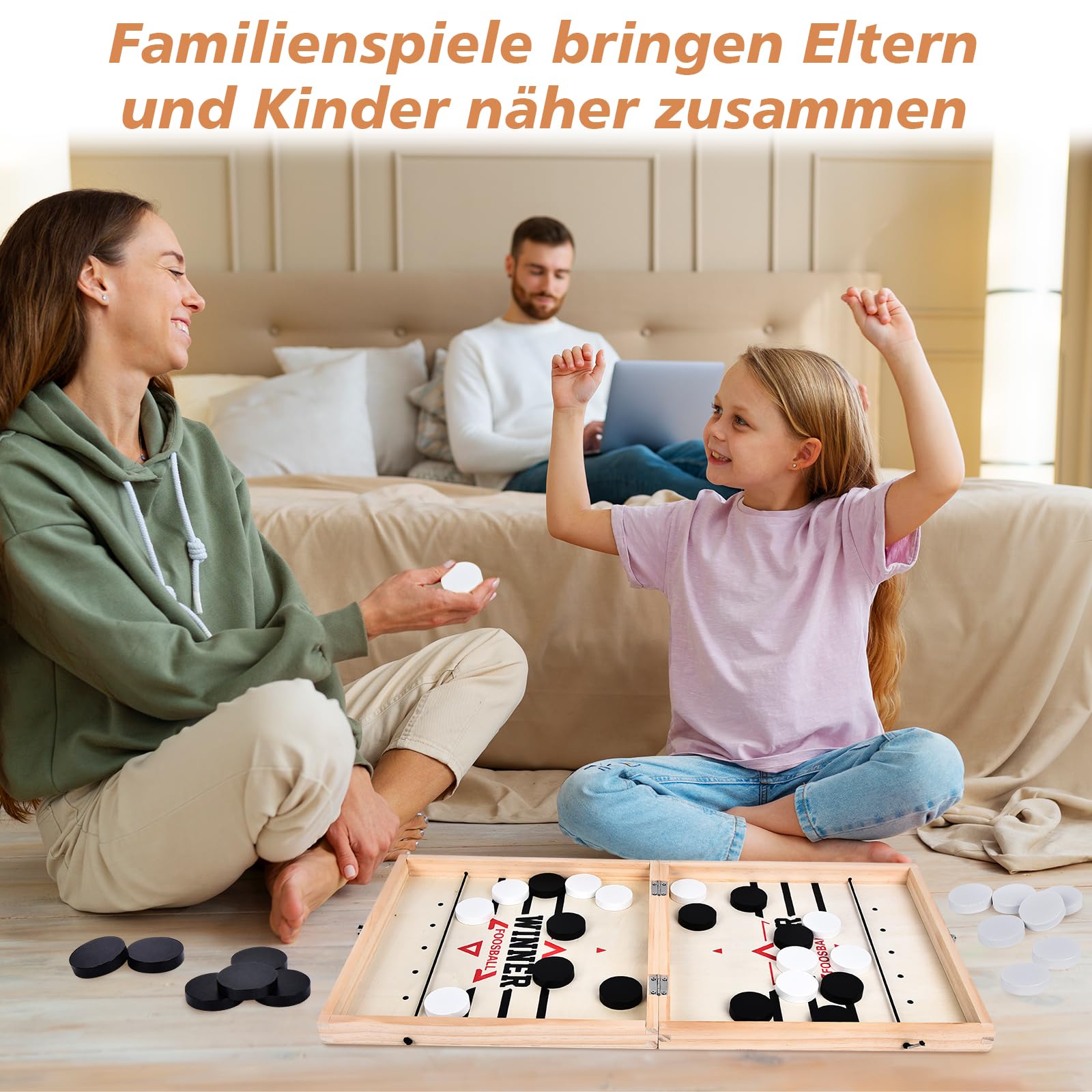 Aragallant Sling Puck Spiel, Tischhockey Brettspiel Großes Hockey Brettspielzeug, Katapult Holzspielzeug, Eltern-Kind Interaktion Schachbrett Partyspiele