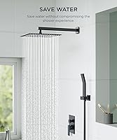 Vista 6 de FORIOUS Sistema de ducha negro - Cabezales de ducha de lluvia de 12 pulgadas con rociador de mano, juego de grifo de ducha con válvula de presión