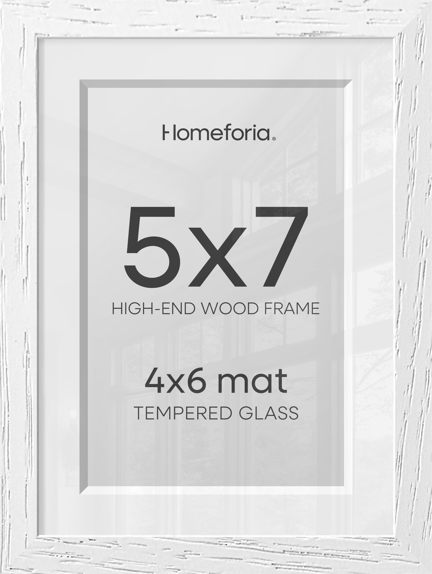 Homeforia 5x7 White Oak Picture Frame, High-End Wood, 4x6 Mat, Glass | High End Solid Oak Wood, Tempered Glass, Acid-Free 4x6 Removable Mat, 5x7 Edge-to-Edge Display 7x5, Wall Kit, Set Of 1