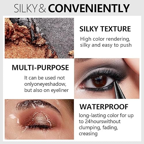 Miniatura 5 de AMY'S DIARY Paleta de sombras de ojos con purpurina para maquillaje en 5 colores, sombra de ojos marrón netual brillante brillante impermeable