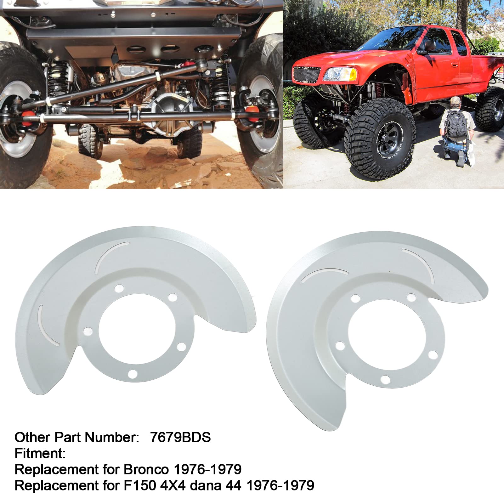 7679BDS Paar Bremsscheiben-Staubschutzbleche vorne, direkter Ersatz für 1976-1979, F150 4x4 Dana 44 1976-1979, Bremszubehör