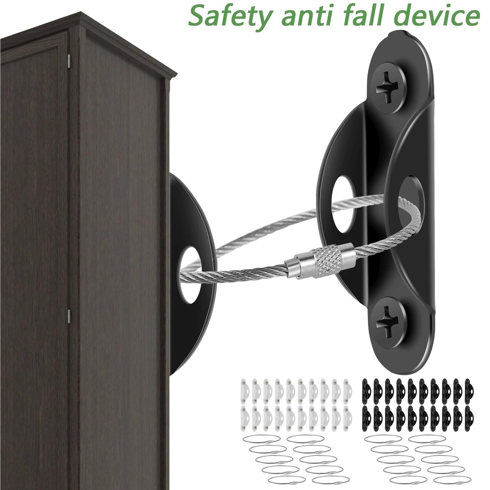Fijación de muebles, Anclajes for muebles blancos, 10 unidades, correas de seguridad