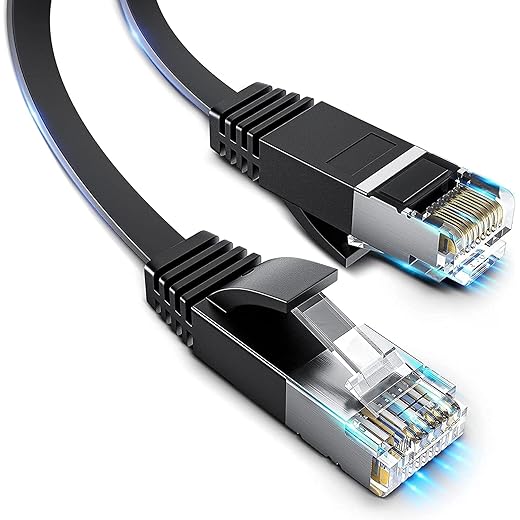 FEDUS 2 Meter Cat6 Ethernet Cable, Flat RJ45 LAN Cable wire 2 Meter-High Speed 250MHZ/1Gbps UTP LAN Cable, Network Internet Cable, Patch Computer Cord Gigabit Category 6 Wires for Modem,Router Black