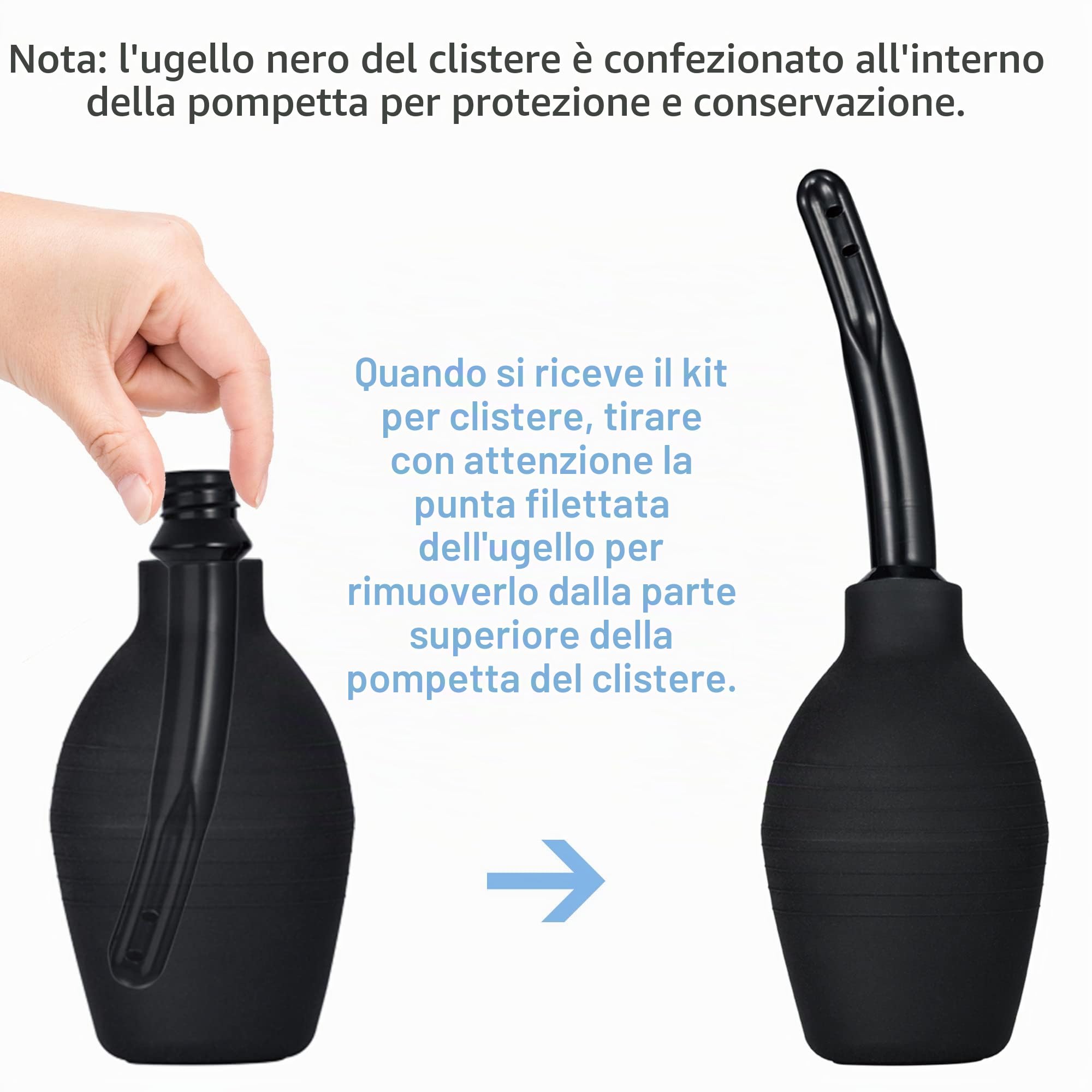 TopQuaFocus 294ml Lampadina per clistere Lampadina per doccia anale Caffè per clistere per uomo Donna Pulizia punte da 4,8' (nero)
