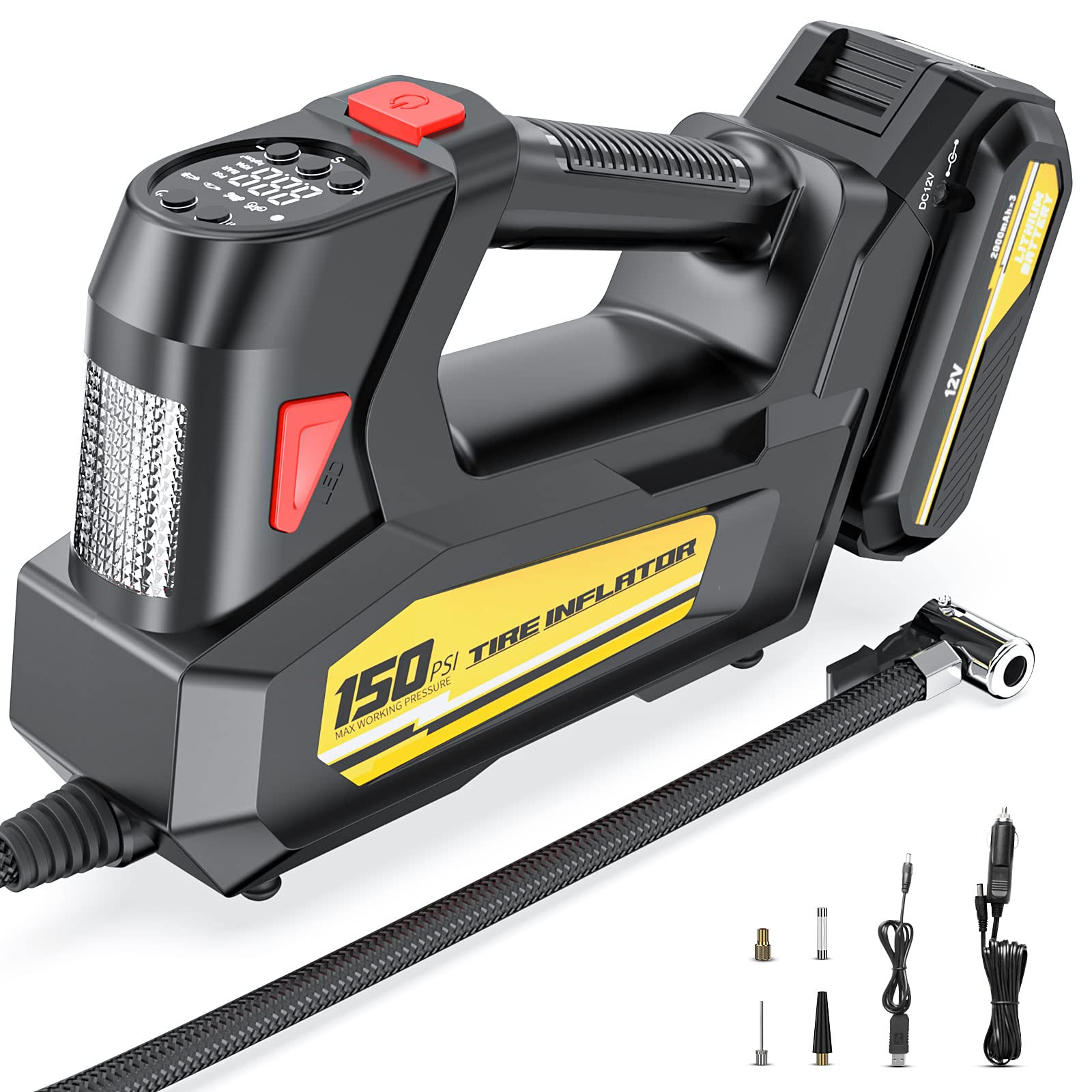 Buy Tire Inflator Portable Air Compressor,150 PSI Cordless Tire