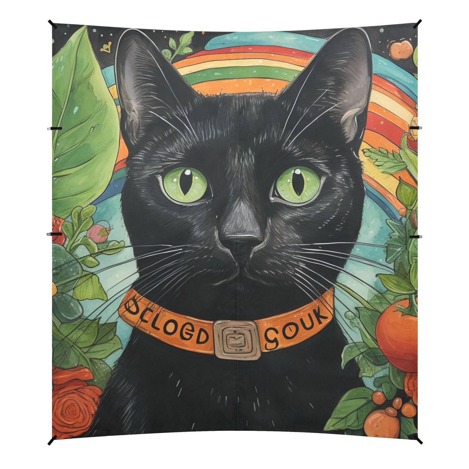 Jungle Black Cat St Beach Canopy UPF50+ Waterproof Shade Sun Shelter with Sandbags and Shovel for Family Travel