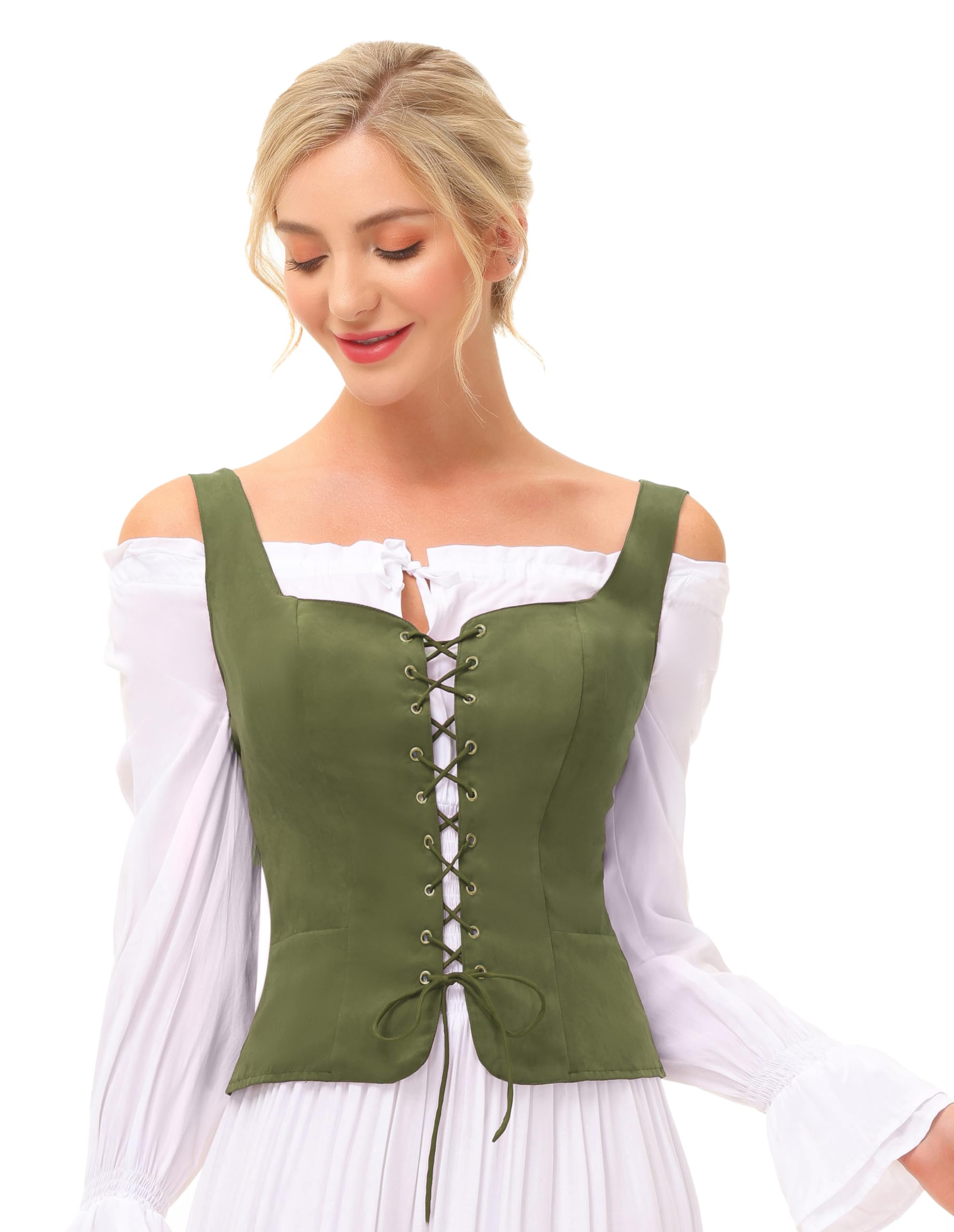 SCARLET DARKNESS Gilet da donna pirata rinascimentale, costume cosplay contadino corpetto con lacci gilet