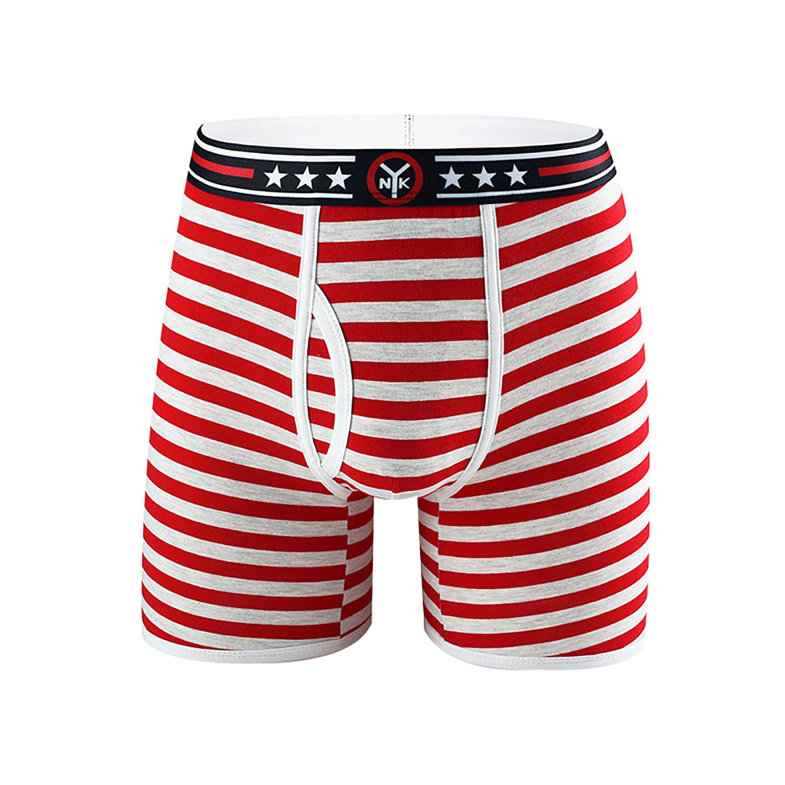 Mens Striped Underwear Classic Boxers Soft Loose Comfortable Breathable Boxer Lounge Loose Stretch Short Brick Red