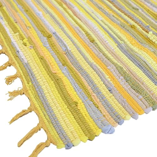 Miniatura 34 de 2 alfombras de algodón de 2 x 3 pies + 2 x 4.2 pies con borlas, alfombra de baño tejida lavable, alfombra de baño, alfombras para cocina, sala