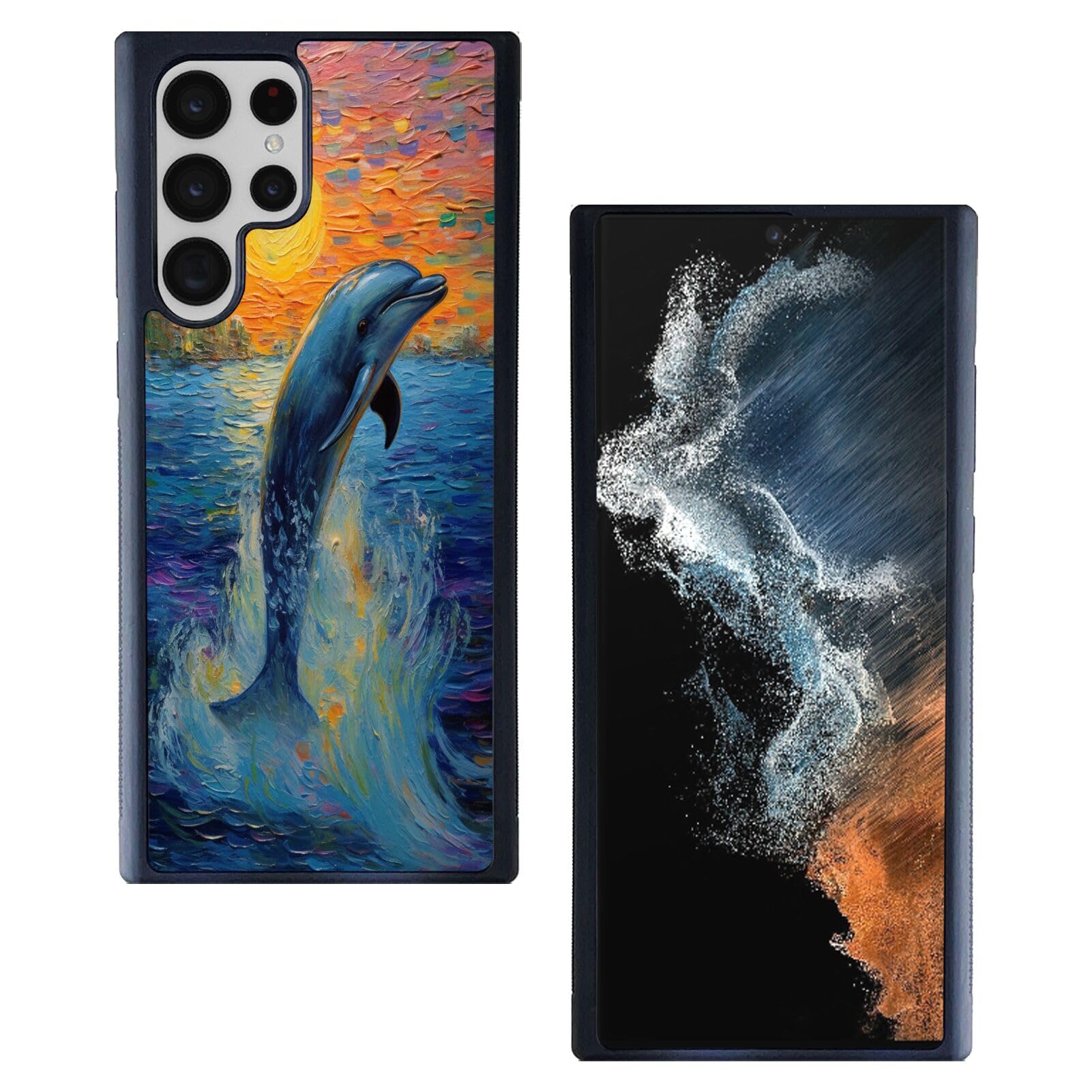 KUAVETO Case Suitable for Samsung Galaxy S22 Ultra with Dolphin-aa1303 Design Pattern,Soft Black TPU Rubber and PC Anti-Slip Full Body Protective Phone Case Suitable for Samsung Galaxy S22 Ultra