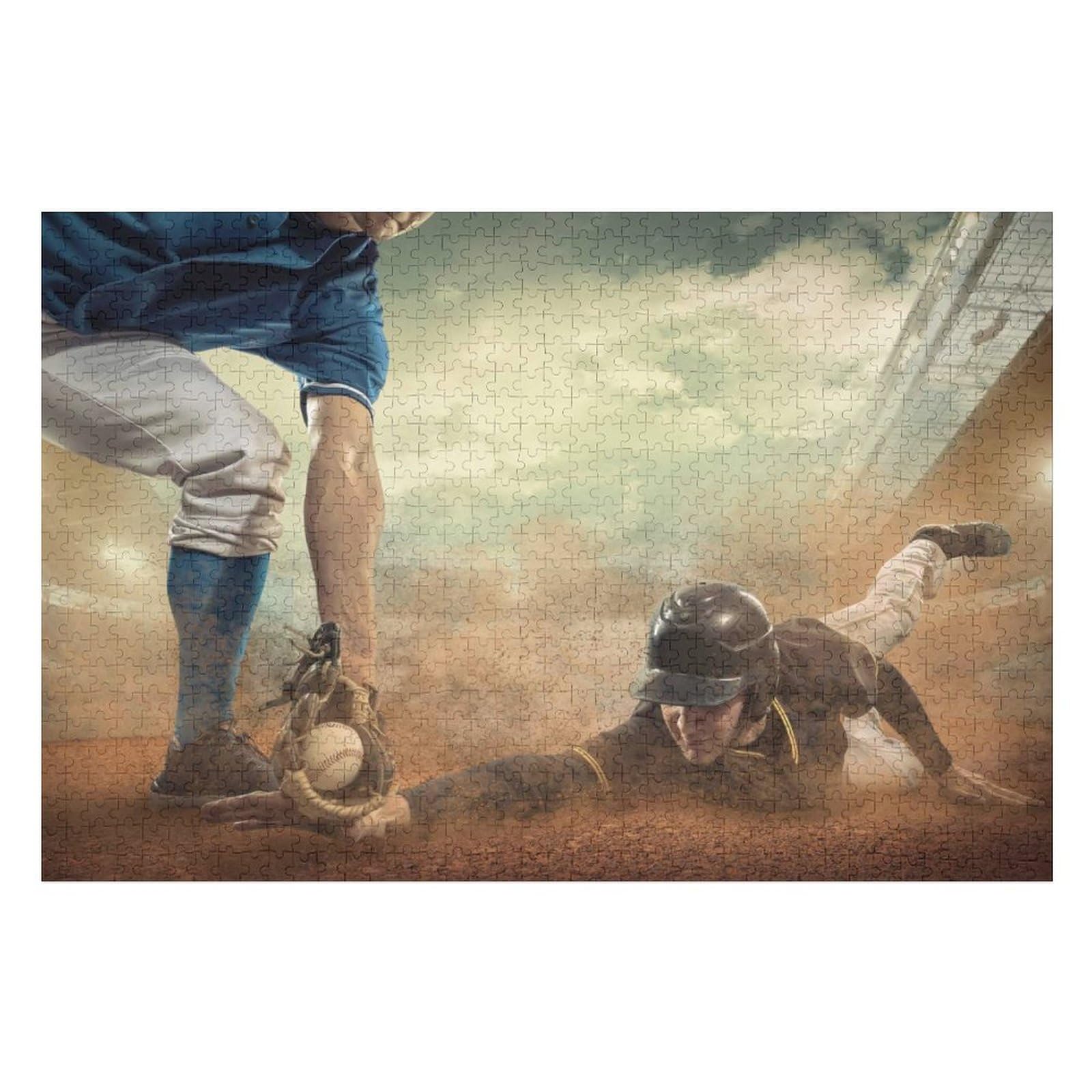 Baseball Puzzle for Adults 1000 Piece, 30"X20" Wooden Puzzle, As A Birthday Gift and Home Decoration, with Reference Poster