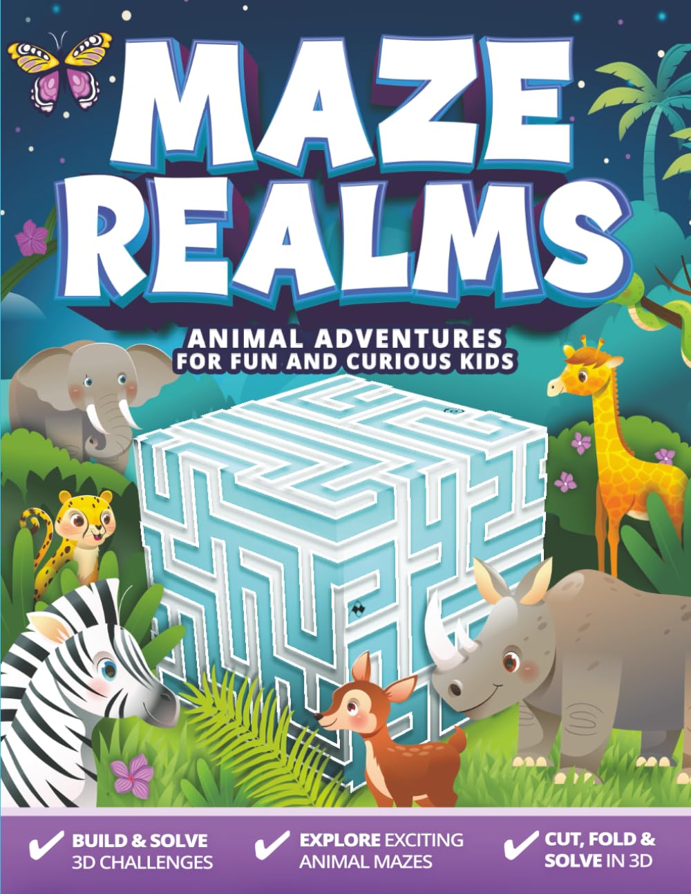 Maze Realms: Animal Adventures for Fun and Curious Kids: Enjoy Animal and 3D Cube Maze | Animal shaped mazes for kids, teens, adults | 3D cube mazes for challenge lovers