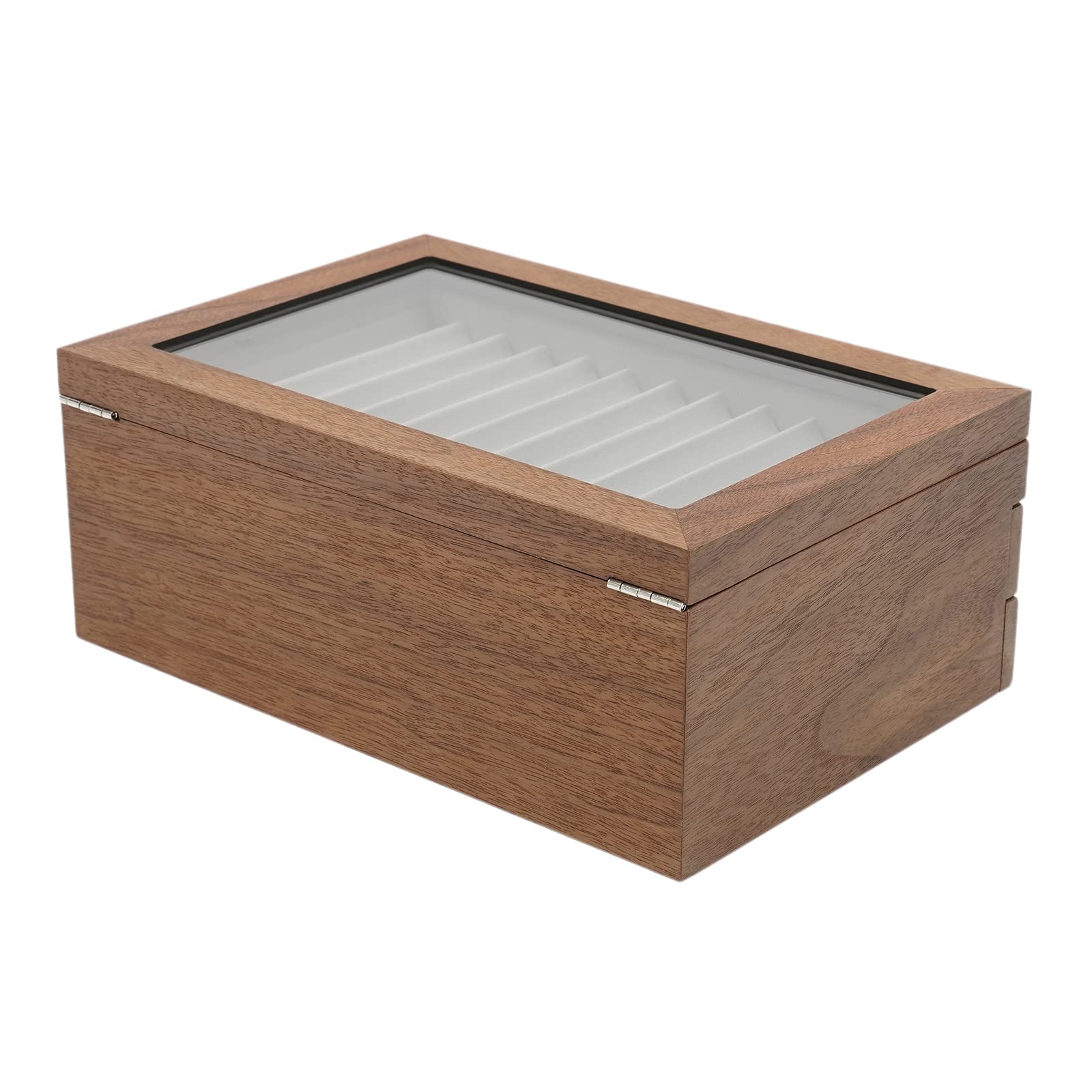 Stifthalterbox mit Vitrine | Platz für 23 Schreibgeräte | Füllfederhalterbox | Kugelschreiber Aufbewahrung aus Holz und Glas für Geschäft oder Zuhause|Walnussholz