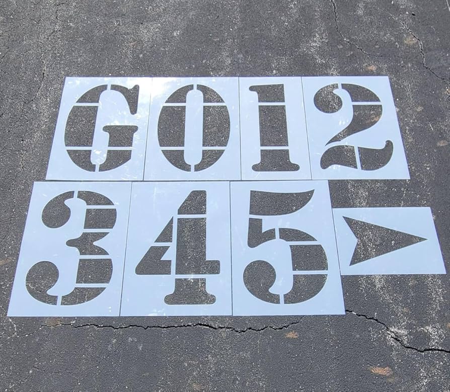 Amazon.com: Football Field Number Stencil Kit 36 amazon-com-football-field-number-stencil-kit-36-tall-x-24-wide-0-thru-5-and-g-60-mil-1-16-thick-parking-lot-stencils-american-striping-co-industrial-scientific