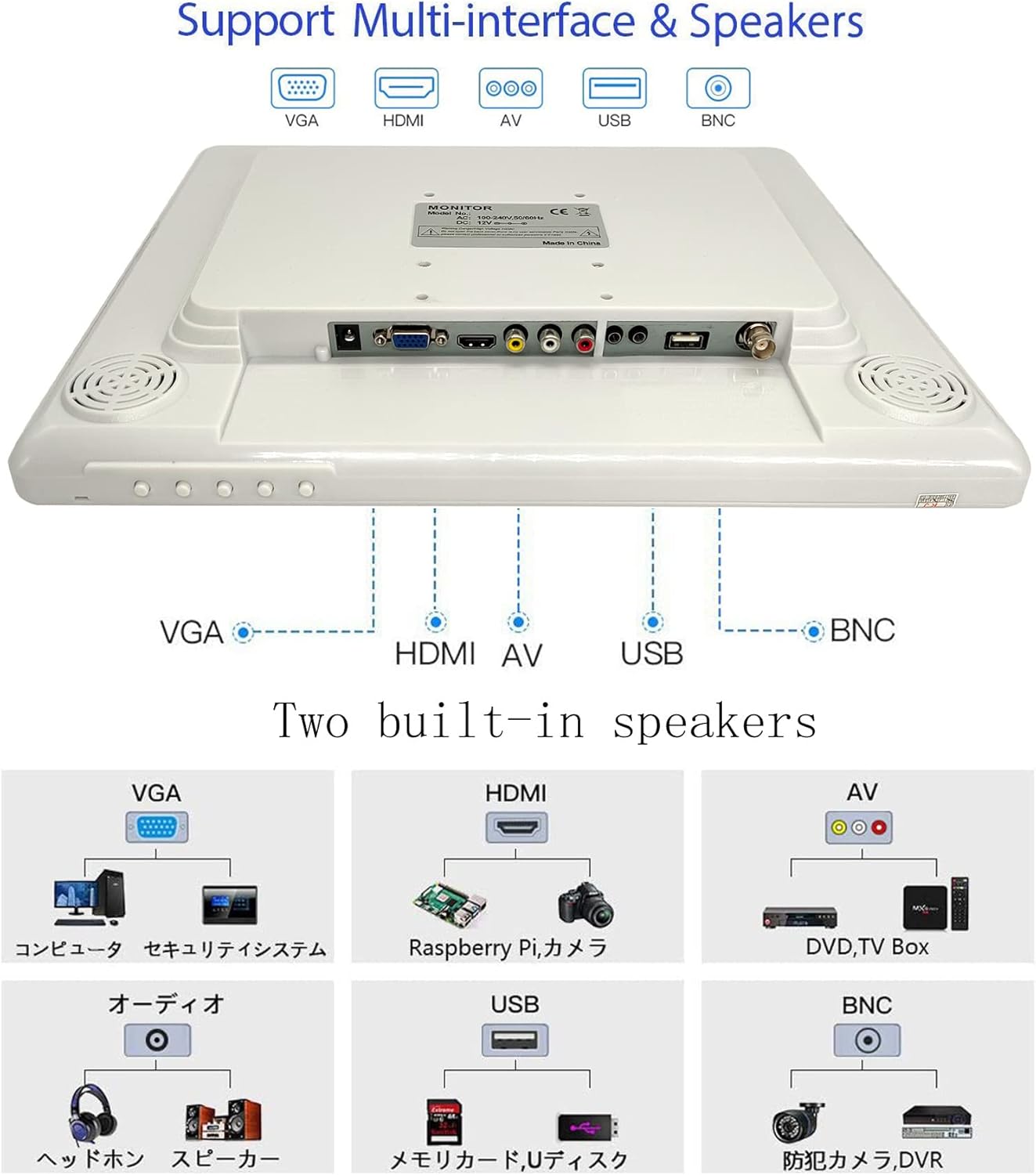 17inch White Monitor Display Security Camera Screen Multifunct... - view 7