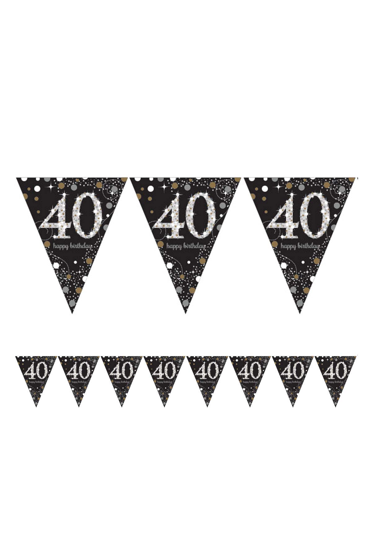 Amscan Black (Pkt) Adult Gold Celebration 40Th Plastic Pennant Bunting