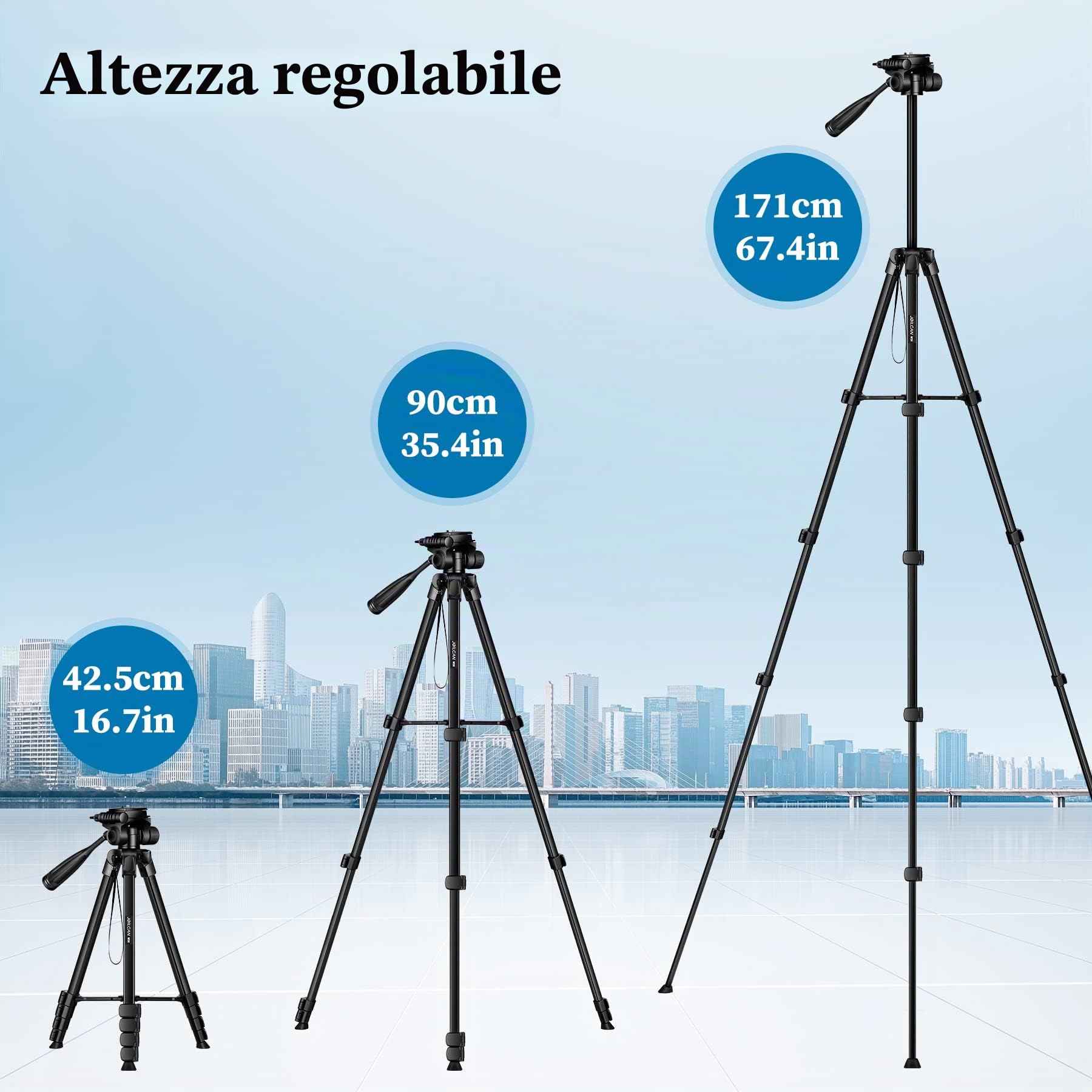 JOILCAN Treppiede Fotocamera, 171cm Alluminio Treppiedi Smarthphone con Staccabile Testa & Supporto per Telefono & Telecomando, Treppiede in Alluminio Leggero per iPhone/Samsung/Huawei/Xiaomi