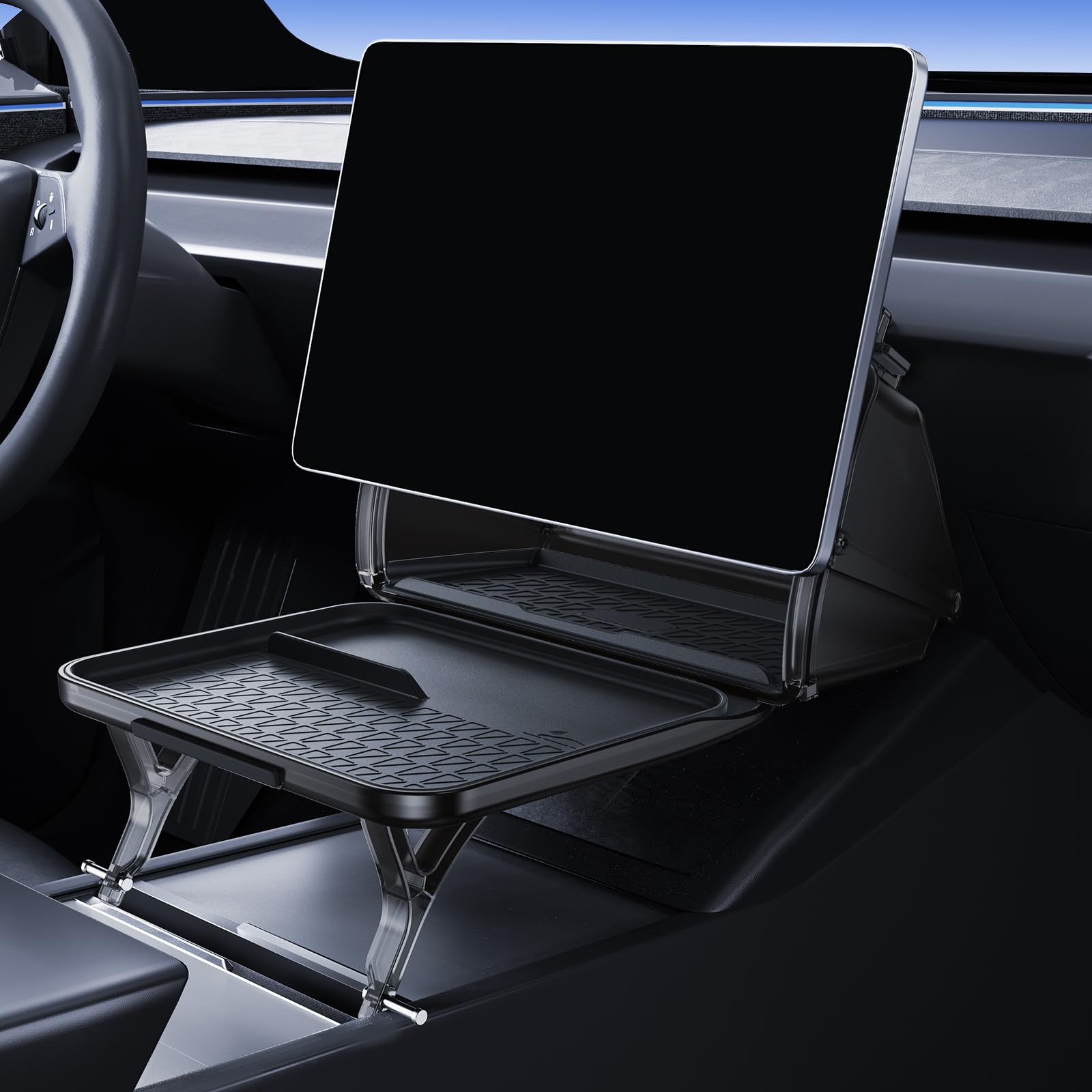 3-in-1 Organizer sotto Display per Tesla Model Y 2020-2025 e Model 3 2016-2025 Piccolo tavolo portaoggetti dietro lo schermo Tesla Juniper Highland Accessori