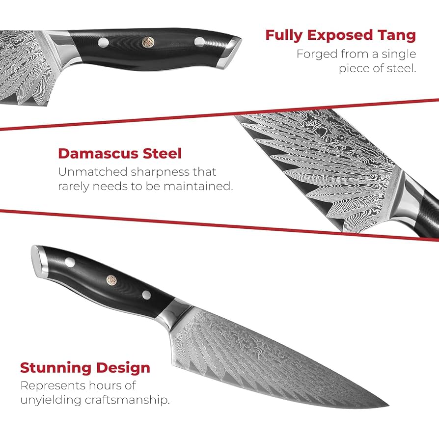 Amazon | Master Maison 本物の8インチ ダマスカス鋼 シェフ