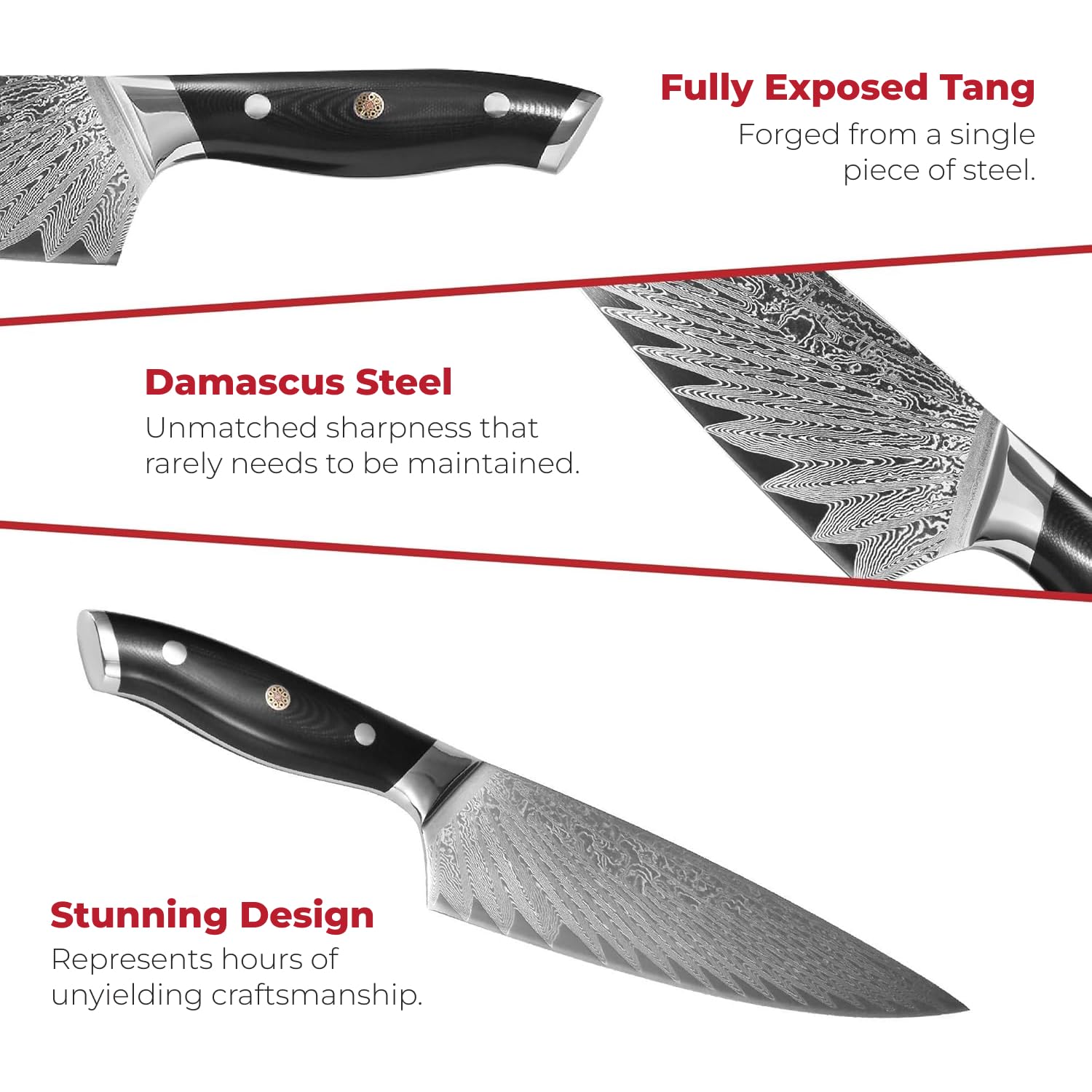 Amazon | Master Maison 本物の8インチ ダマスカス鋼 シェフナイフ