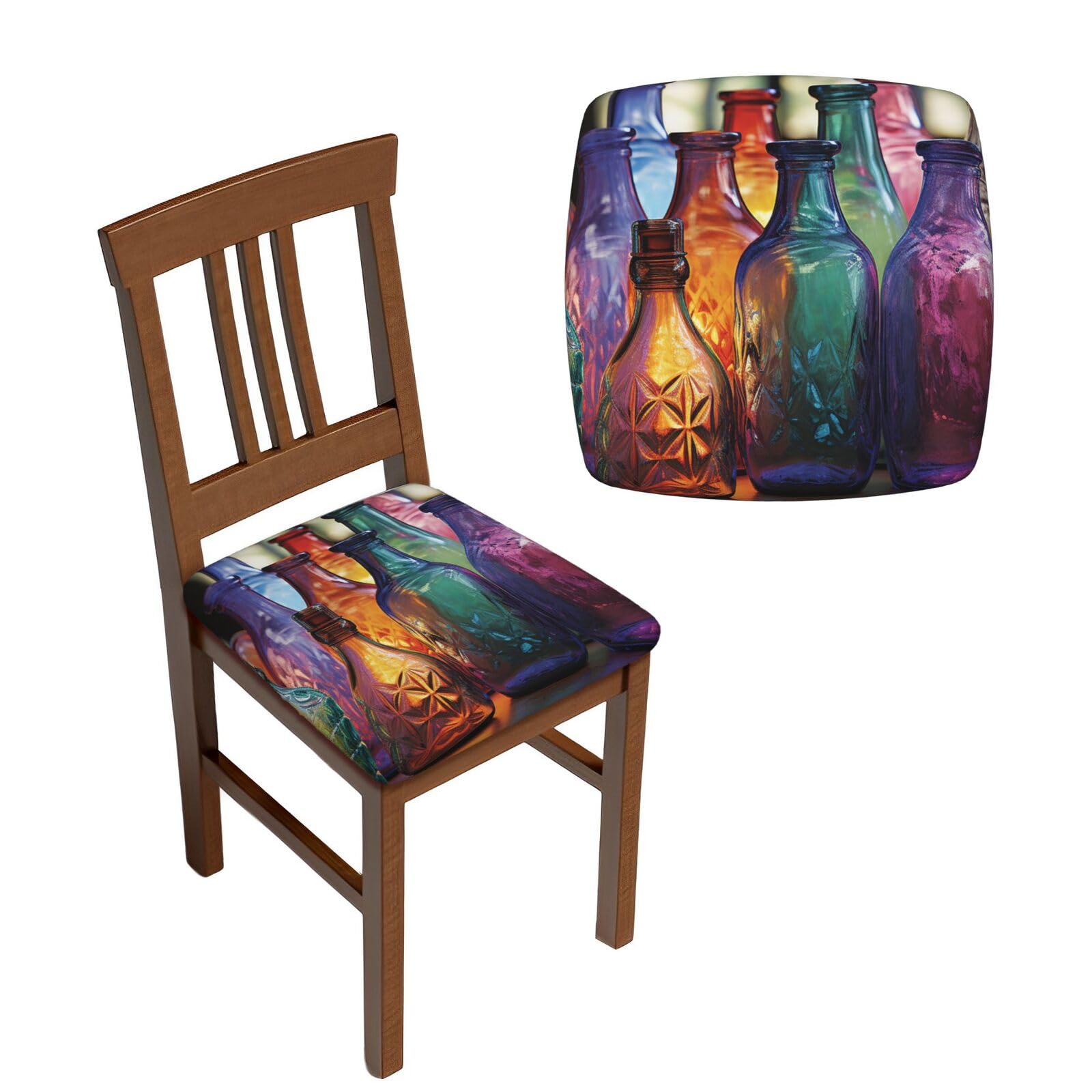 Housses de siège de chaise de salle à manger en verre coloré extensibles lot de 6