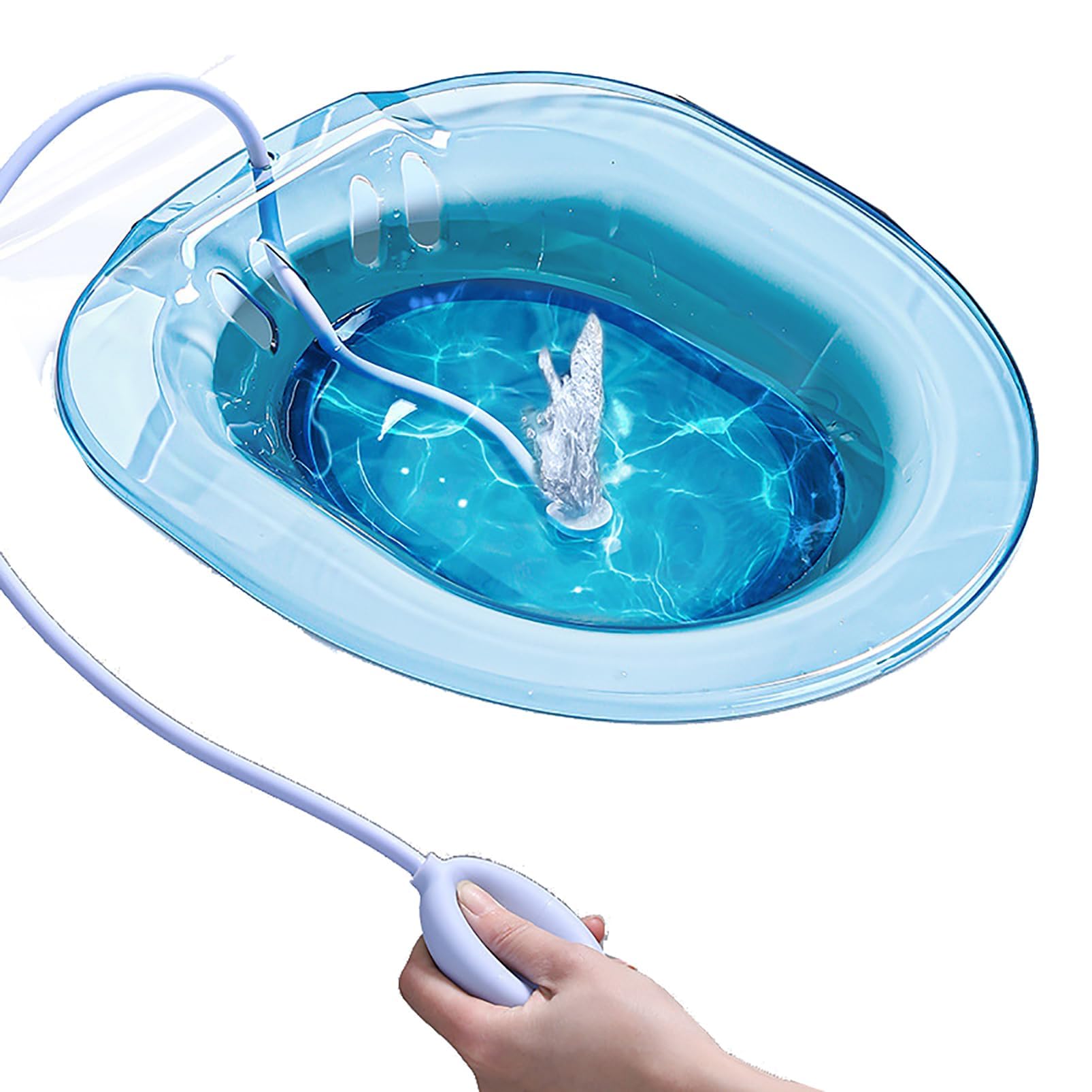 ELECDON Sitz Bath with Flusher Hose and Drain Holes, Sitz Bath Toilet Seat for Postpartum Care, Perineal Soaking Bath Over The Toilet Seat, Universal Fit Post-Episiotomy Patients on The Toilet