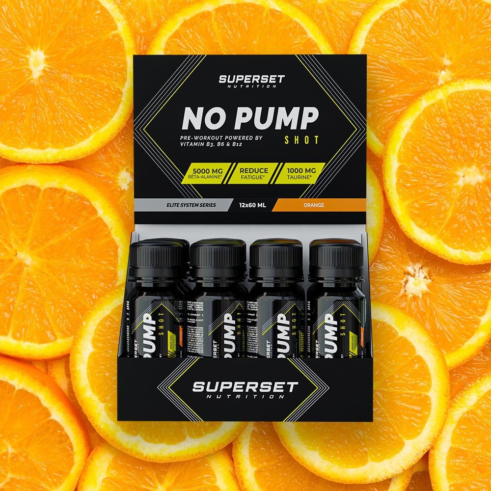 Superset Nutrition | No Pump Shot (12x60ml) | PreWorkout | Formule spéciale pour entraînements intenses ! - Orange