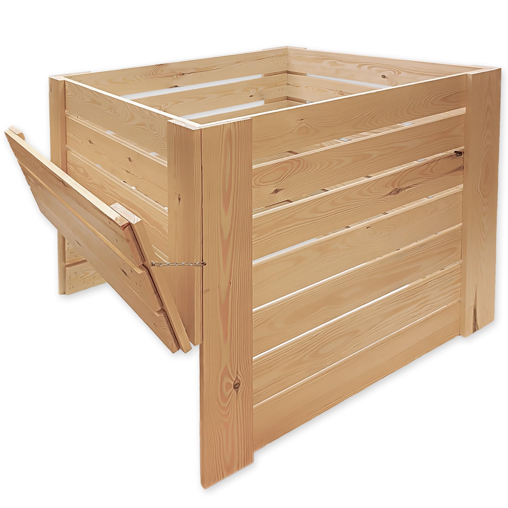 MG Design Holz Komposter 80 x 80 cm – Gartenkomposter aus Holz mit Klappe, Stabiler Kompostbehälter für Garten und Bioabfälle