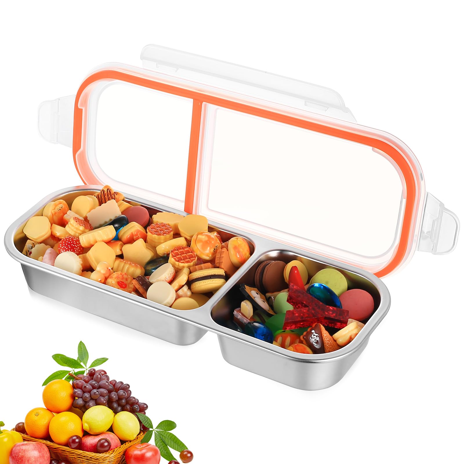 Pudełko na przekąski z przegródkami, pudełko na kanapki ze stali nierdzewnej z przegródkami, szczelne pudełka Meal Prep, pudełka na kanapki z przegródkami, Bento Box, szczelne pudełko na
