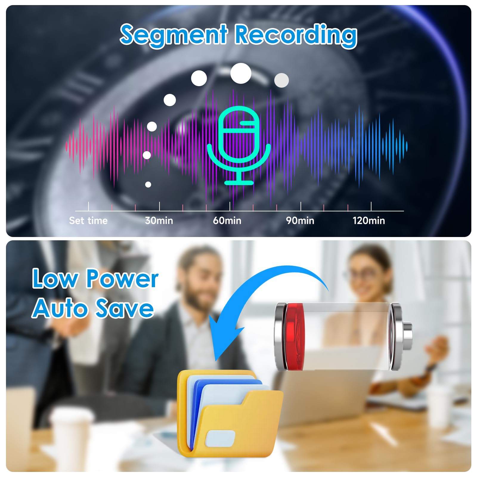 64GB Grabadora de Voz, Clooissr Grabadora Voz Digital 1536Kbps con Activada y Reducción de Ruido, Mini Grabadora de Voz Portátil para Clases Reuniones Entrevistas