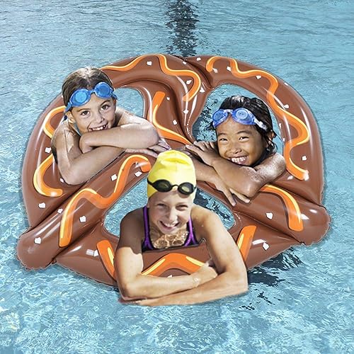 Miniatura 3 de Pretzel - Flotador de piscina de 2 unidades, flotador gigante inflable de pretzel para verano, 58 pulgadas, juguetes para piscina o playa