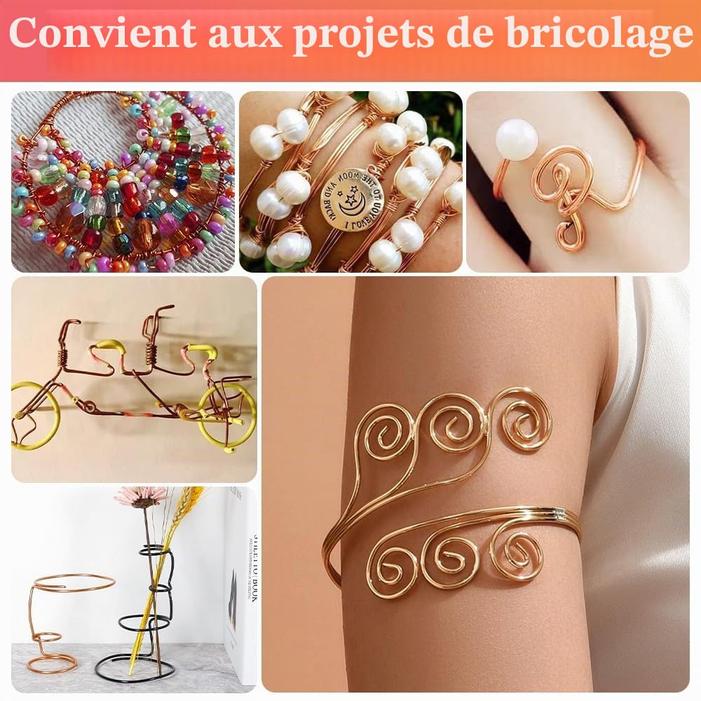 NAROSEBE Fil de cuivre 100 m pour bijoux et bricolage, 0,6 mm