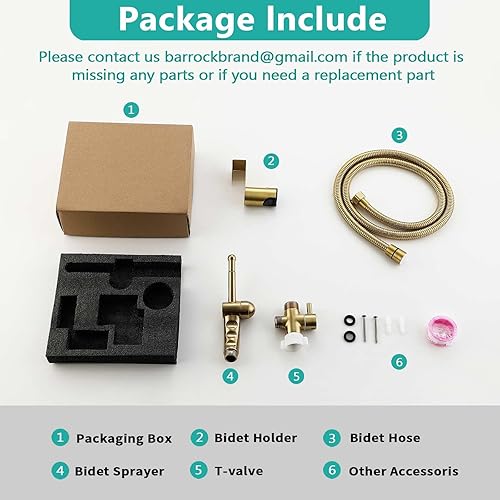 Miniatura 27 de BARROCK Juego de rociadores de bidé de mano avanzados para inodoro, baño ergonómico, kit de accesorios de bidé para ducha musulmana, higiene Negro