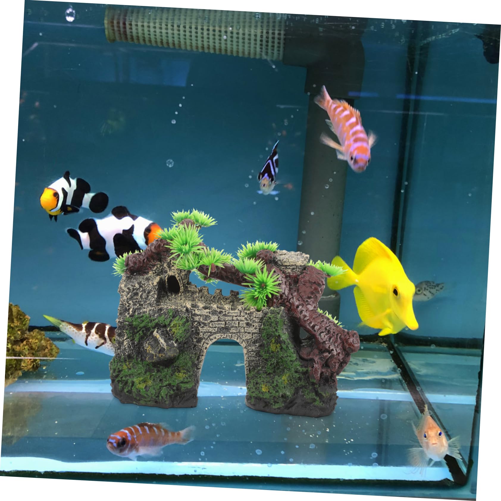 Amosfun 3 Pezzi castello dell'acquario Decor del serbatoio di pesce UV piante decorative per acquari decorazione di pesce castello acquario artificiale decorazione dell'acquario resina