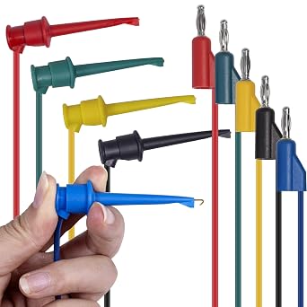 اختبار خطاف 4 مم سدادة الموز تكديس إلى الرصاص الأسلاك كابل Minigrabber للاختبار الكهربائي متعدد القياسات 5 PCS