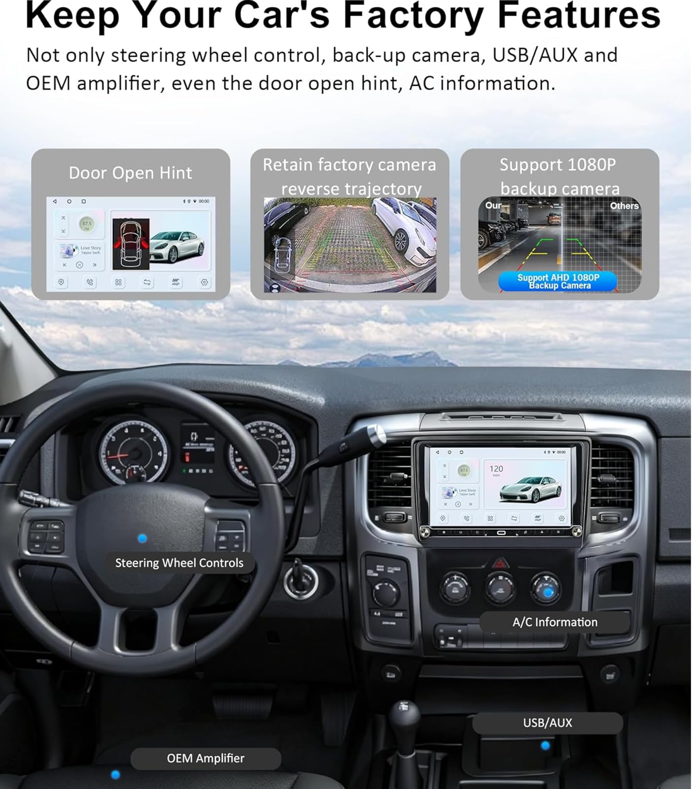 Radio samochodowe dla Dodge Ram 1500 2500 2013-2018 ręczna klimatyzacja