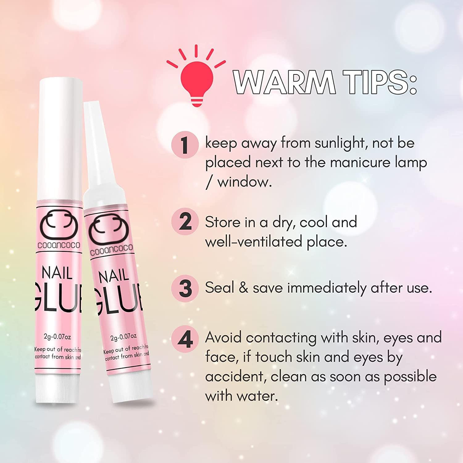 Komoko Quick Drying Artificial Nail Glue For Fake/False Nails | Easy to Apply Professional Adhesive Beauty Nail Art Glue (Pack of 3 x 3 Grams) 2