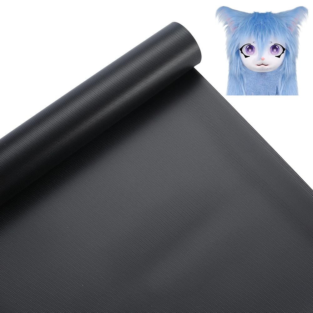 GORGECRAFT 1M x 25cm Black Fursuit Eye Mesh Fabric Sheet PVC Plastic 0.5mm Waterproof Dustproof Breathable Furries Cosplay Fursuits Net Blank Canvas for Costume Props DIY Crafts Home Decor