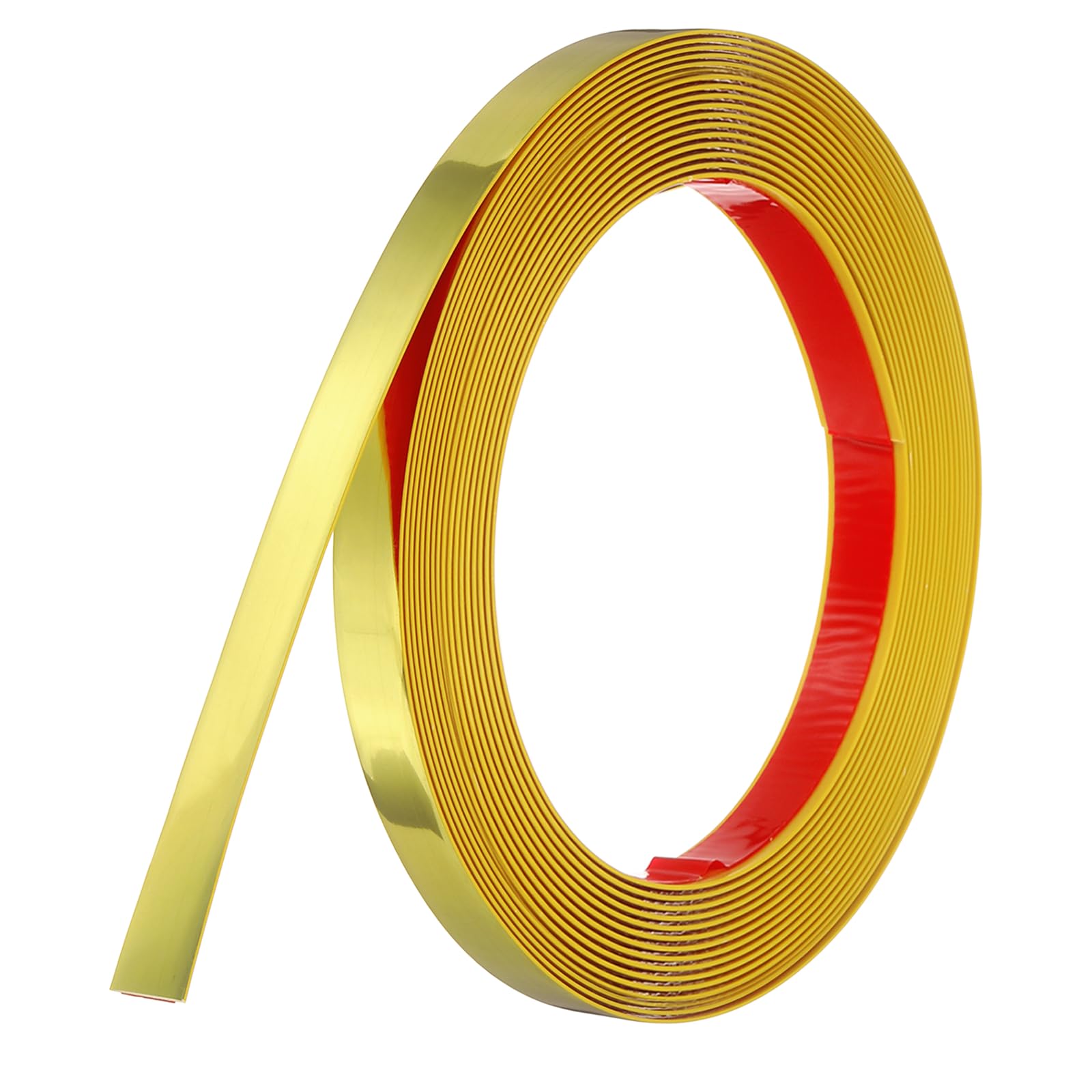 sourcing map Gold Peel and Stick Molding Trim, 0.6 Inch x 19.7 ft Self-Adhesive Mirror Tape, Flexible PVC Border Strip for Wall Decoration Tile Edge Ceiling Floor Frame Furniture Decoration