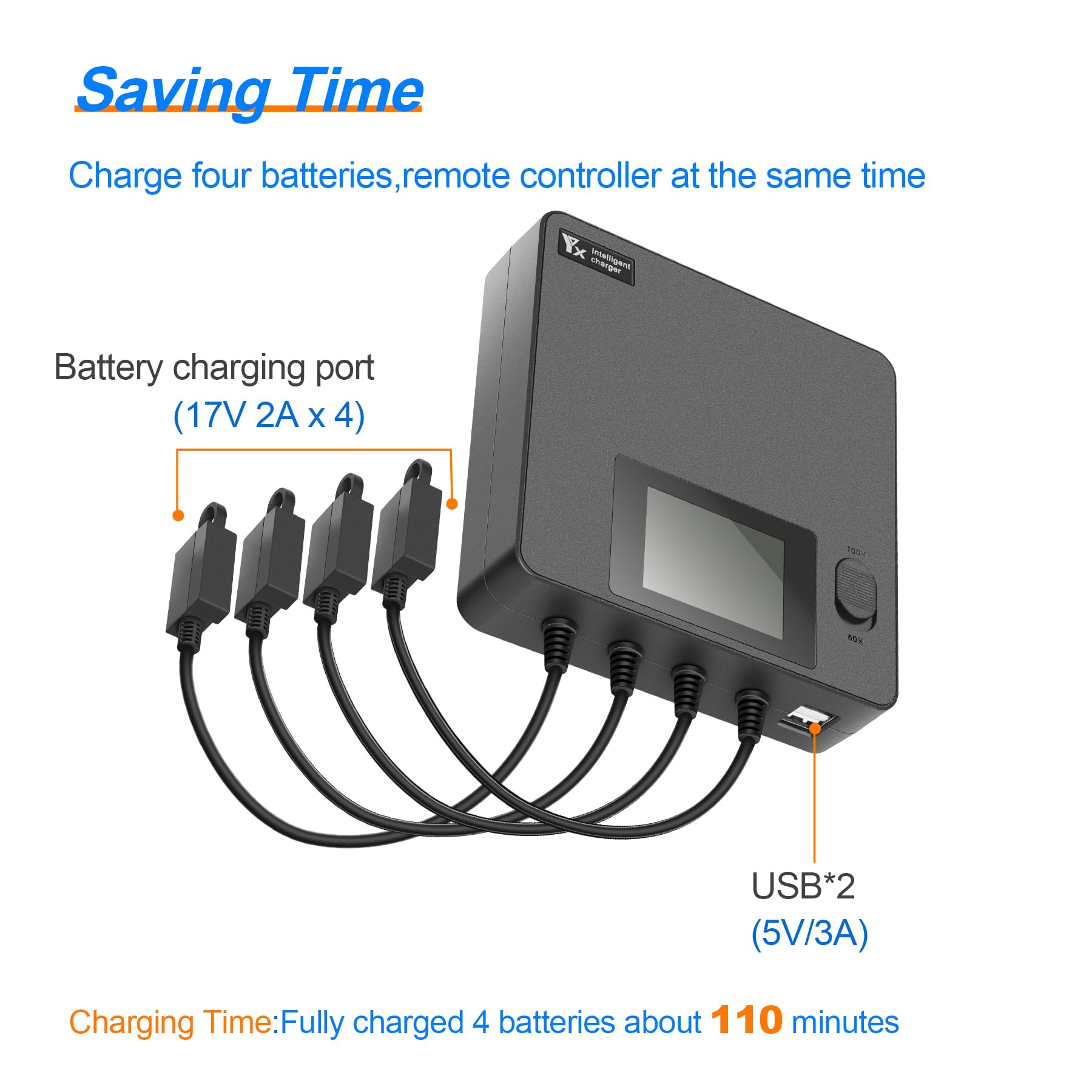 Caricabatteria LCD per DJI Air 3S, Air 3 Dron, Stazione di ricarica batteria parallela, Caricatore Hub, Display Charging Accessori