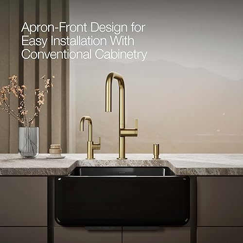 Vista 17 de Kohler Fregadero de la granja Kohler Whitehaven, Frente al delantal altos, K-6489-0, Blanco