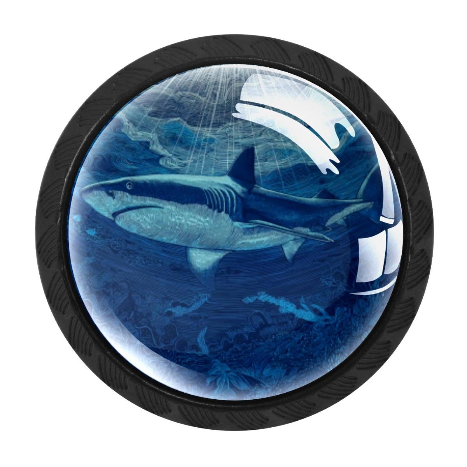 CHENZZZZ 4 Pieces Dresser Knobs Ocean Shark Blue (1) Drawer knobs Cabinet Knobs Pull Handles for Home Kitchen Office