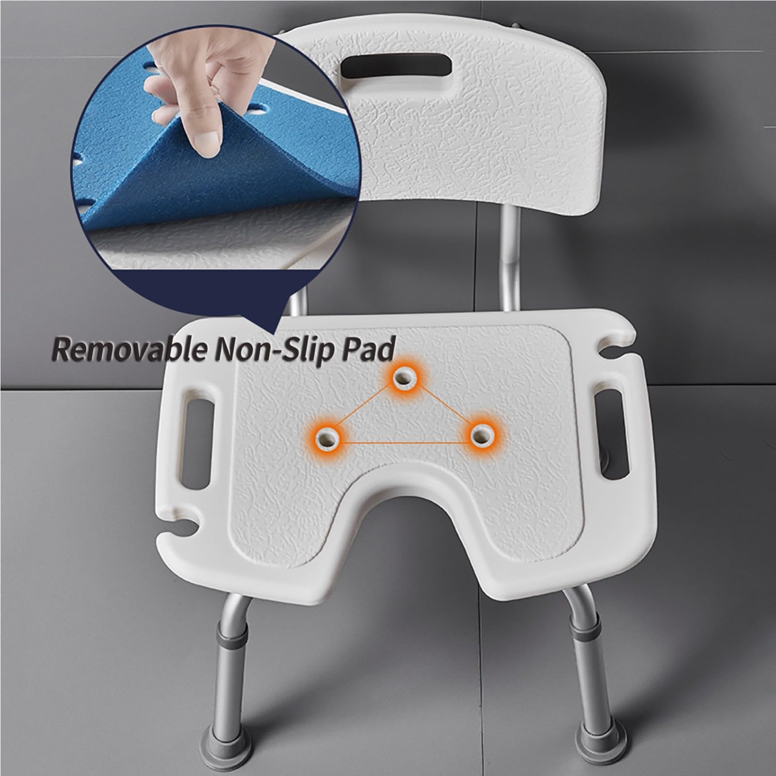 Silla De Ducha, Silla De Ducha con Respaldo Y Reposabrazos, Taburete De Ducha Antideslizante, Asiento De Ducha Regulable En Altura para Personas Mayores Y Discapacitadas, 136 Kg